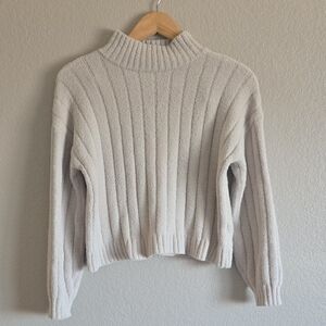 Cozy Cream Ribbed Women's Sweater